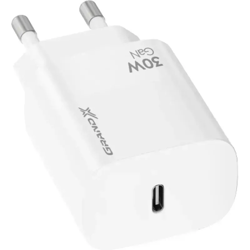 Зарядний пристрій Grand-X GaN USB-C 30W QC3.0 white (CH-390W) - фото 2