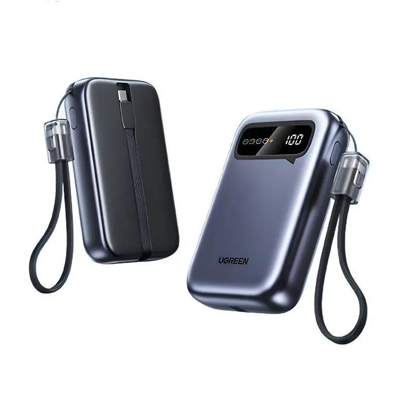 Повербанк Ugreen PB525 20000 mAh 22.5 Вт з вбудованим кабелем Type-C швидкою наскрізною зарядкою та LED дисплеєм - фото 3
