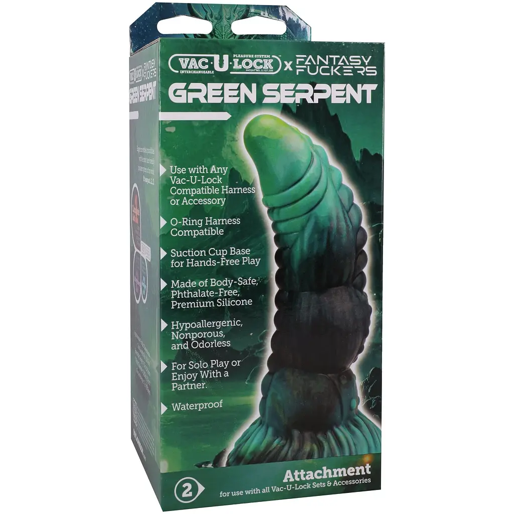 Фалоімітатор Doc Johnson Vac-U-Lock Green Serpent - фото 5