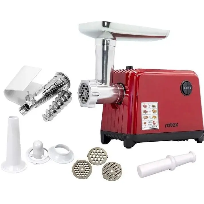 Електрична м'ясорубка Rotex RMG201-T 3 решітки 1500 Вт Червона - фото 2