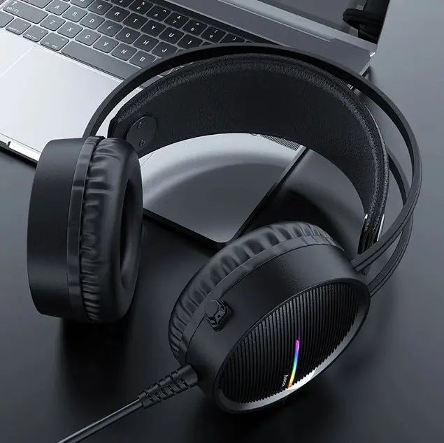 Проводные игровые наушники Hoco W100 touring gaming с микрофоном Черные - фото 6