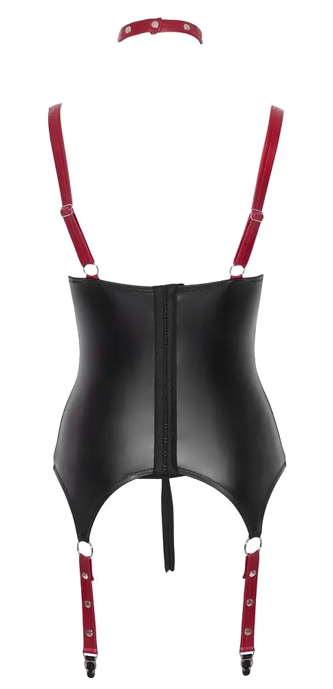 Комплект Cottelli Bondage Basque otwarte, L (чорний з червоним) - фото 6