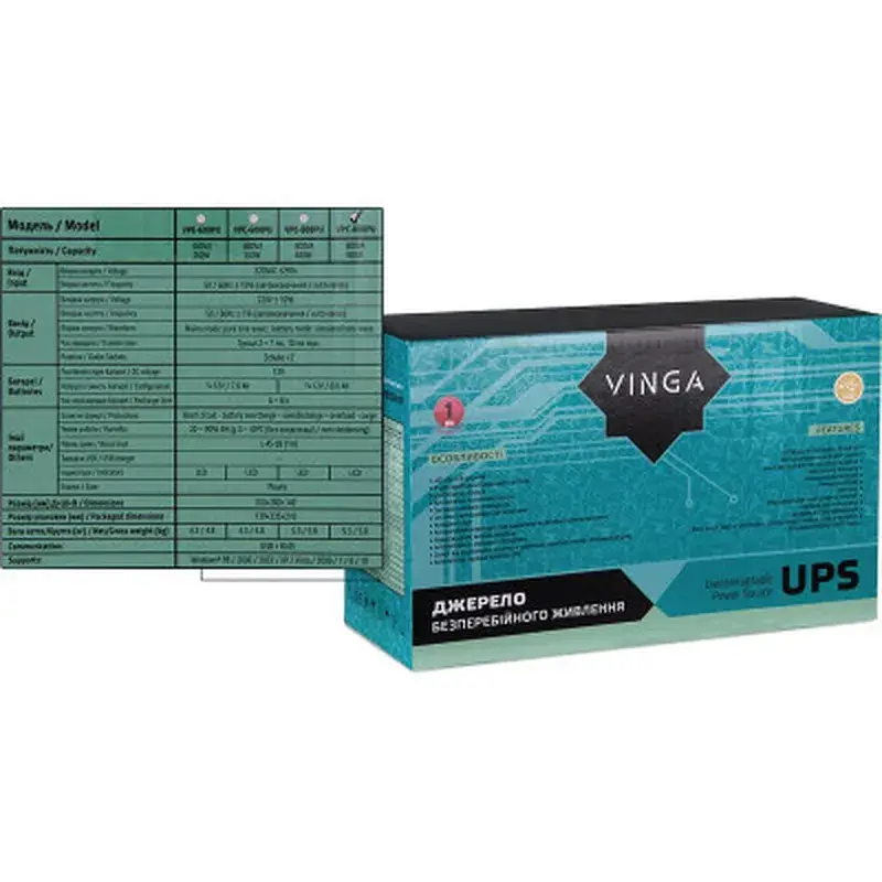 Пристрій безперебійного живлення Vinga LCD 800VA plastic case with USB (VPC-800PU) - фото 12