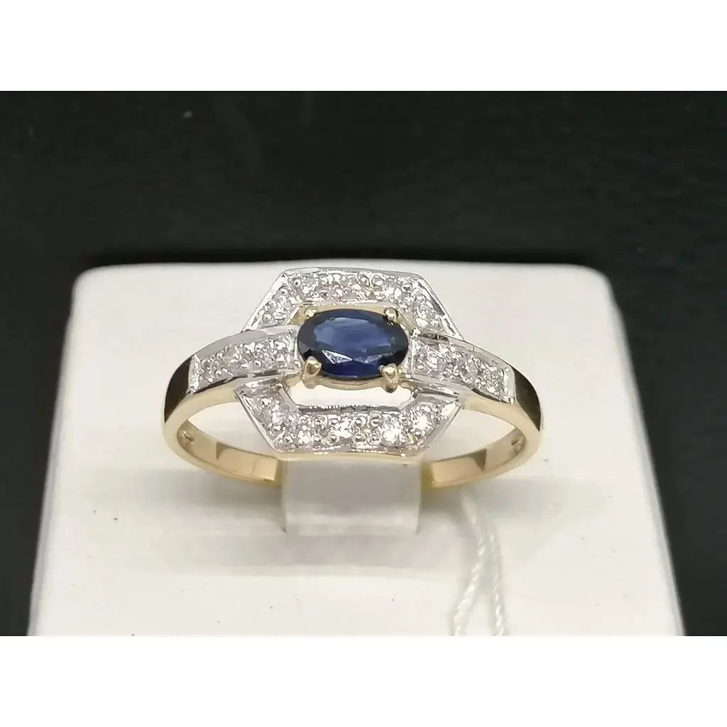 Золоте кільце Центрумикс трейд з діамантами і сапфіром. Артикул RS588K 19,5 - фото 3