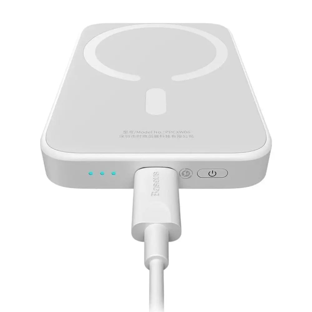 Зовнішній акумулятор Baseus Magnetic Mini Air Wireless Fast Charge Power Bank 6000mAh 20W Stellar White（With Simple Series Charging Cable Type-C to (P10059002223-00) - фото 9