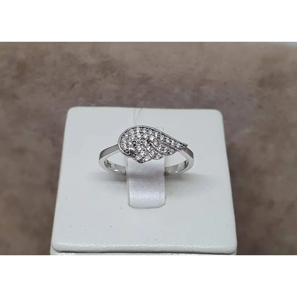 Срібне кільце DC Crystal Пір'їнка з фіанітами.К4011/17 - фото 3