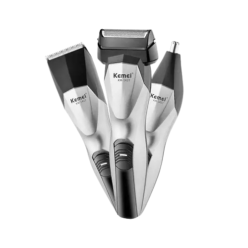 Триммер стайлер для стрижки волос и бороды Kemei KM-1427 профессиональный аккумуляторный беспроводной 3 в 1 водонепроницаемый - фото 2