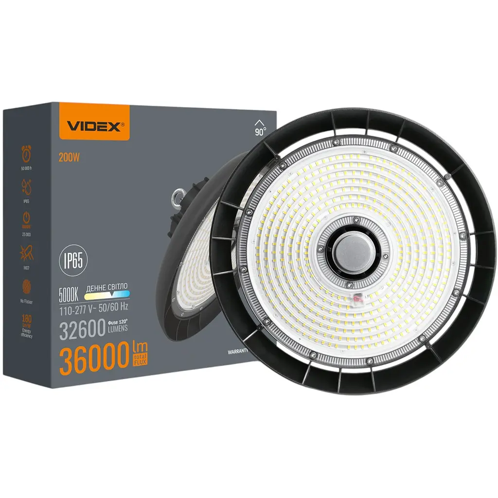 LED світильник Videx 200W 5000K 36000Lm висотний ХайБей чорний (VL-HB01-2005B) - фото 5