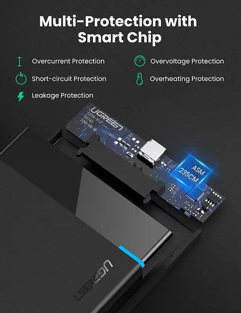 Зовнішній корпус UGREEN US211 для жорсткого диска 2.5" USB 3.1 to SATA III HDD SDD (50743) - фото 6