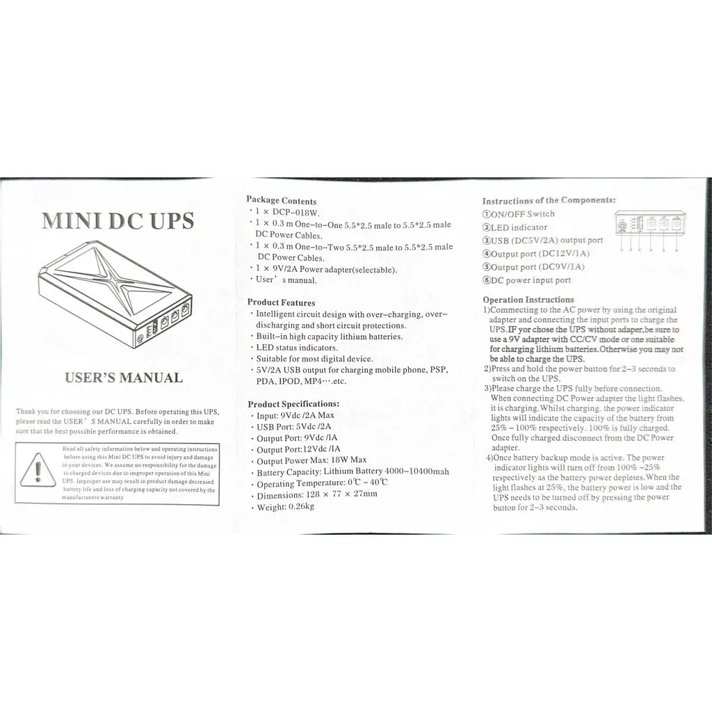 ИБП UPS DC 18W 10400mAh для роутера, терминала, камеры DCP-018W/DC5.5x2.5mm: 5V/9V/12V/USB/LED без блока питания Black - фото 10