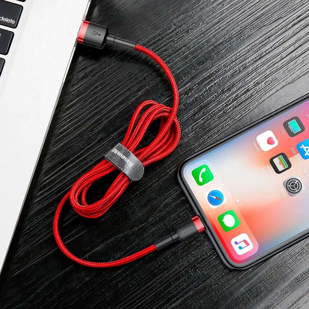 Кабель Baseus Cafule Lightning Cable 2A (3m) red (CALKLF-R09) - фото 3