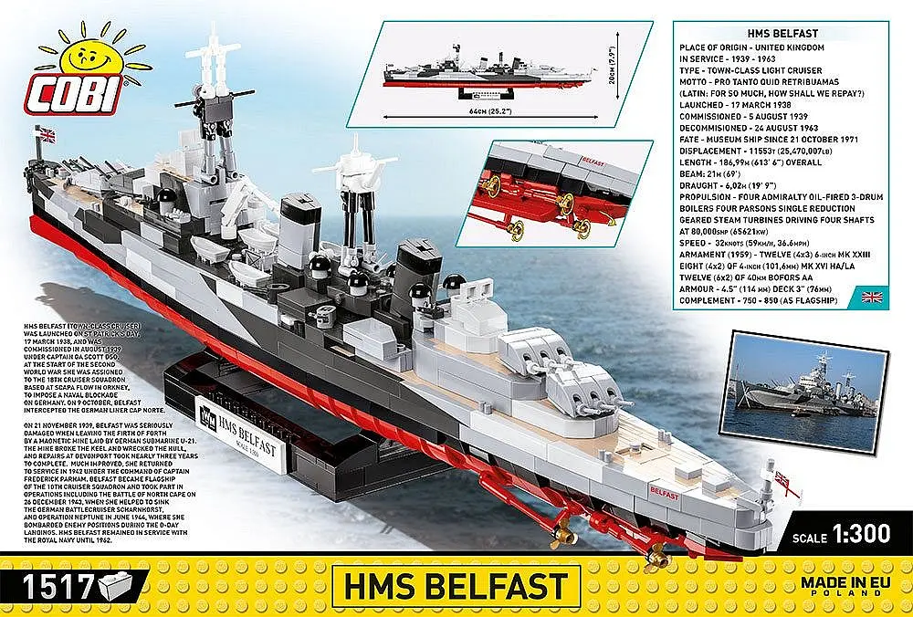 Конструктор COBI корабель 1:300 HMS BELFAST 4844 - фото 7
