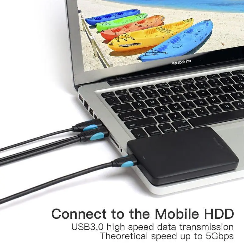 Кабель Vention USB3.0 A Male to Micro B Male Hard Disk Cable with USB2.0 Male 1M Black (VAS-A62-B100) - фото 6