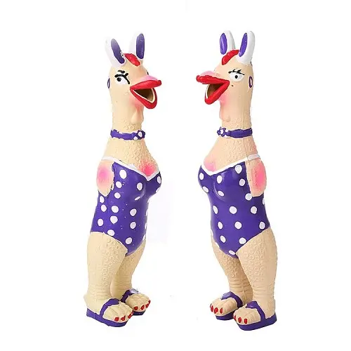 Латексна іграшка для собак Derby Screaming Chicken Latex Dog Toy з пискавкою - фото 3