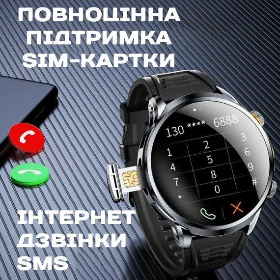 Годинник розумний наручний UWatch Smart Technology SIM GPS Чорний (2847796739) - фото 10