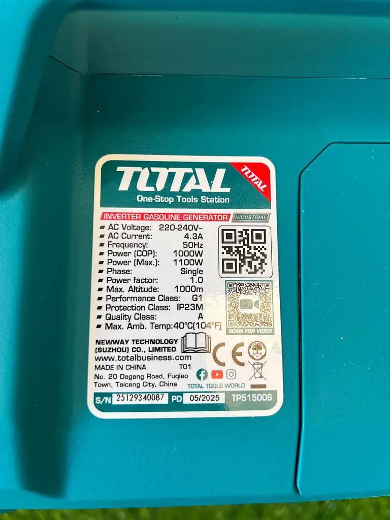 Інверторний бензиновий генератор Total TP515006 (1.0/1.1 кВт)  - фото 2