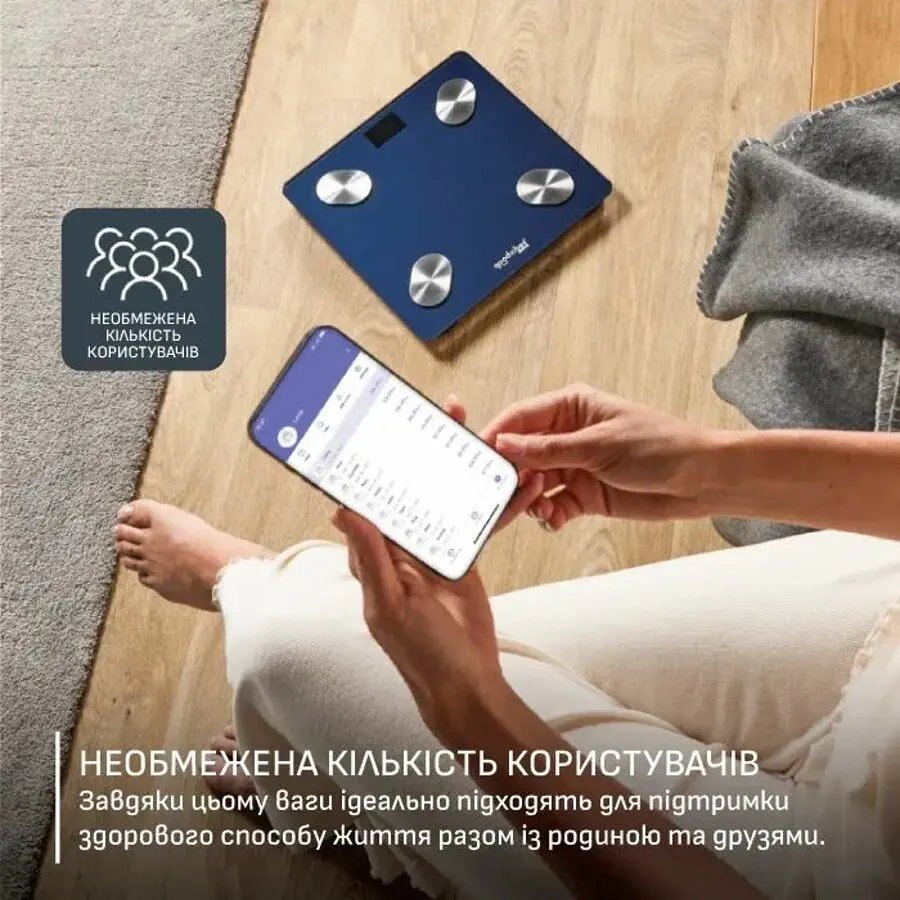 Tefal Веси Tefal підлогові Goodvibes Life+, 180кг, Bluetooth, AAAx3 в комплекті, скло, синій - фото 7