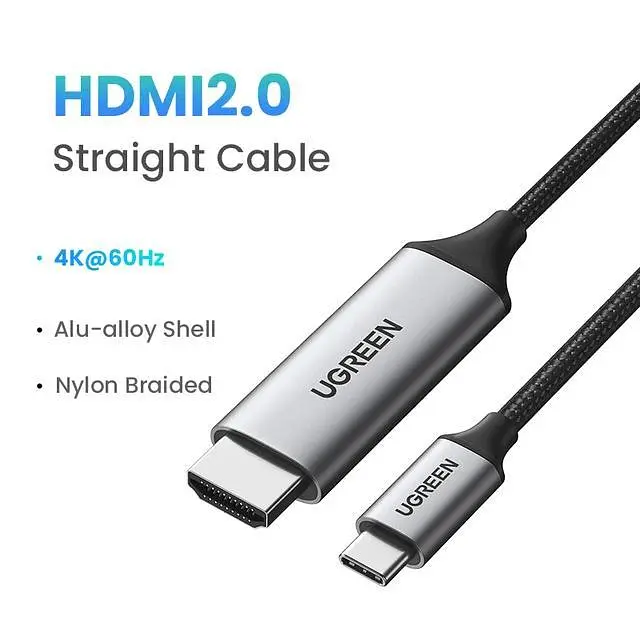 Кабель перехідник UGREEN MM142 USB Type-C для HDMI 4K Ultra HD (4K@60Hz; 1080P@144Hz) Aluminium Black 1m (25155) - фото 2