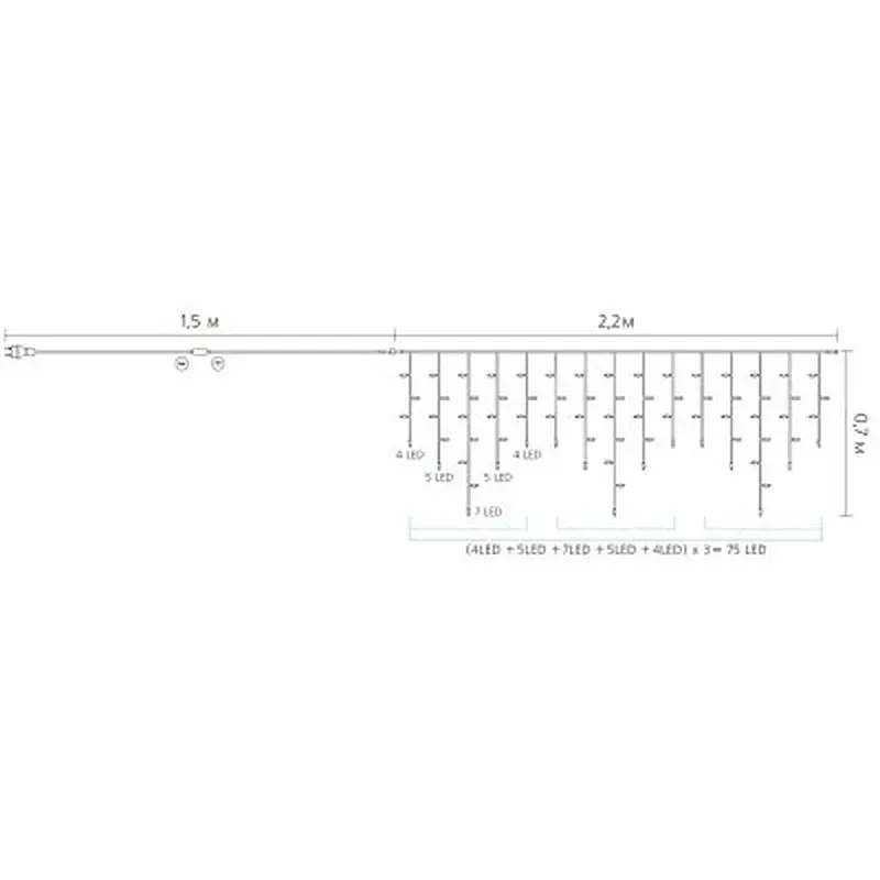 Гірлянда Delux ICICLE С 75LED 2х0.7 м мульти/прозорий IP20 (90017985) - фото 4