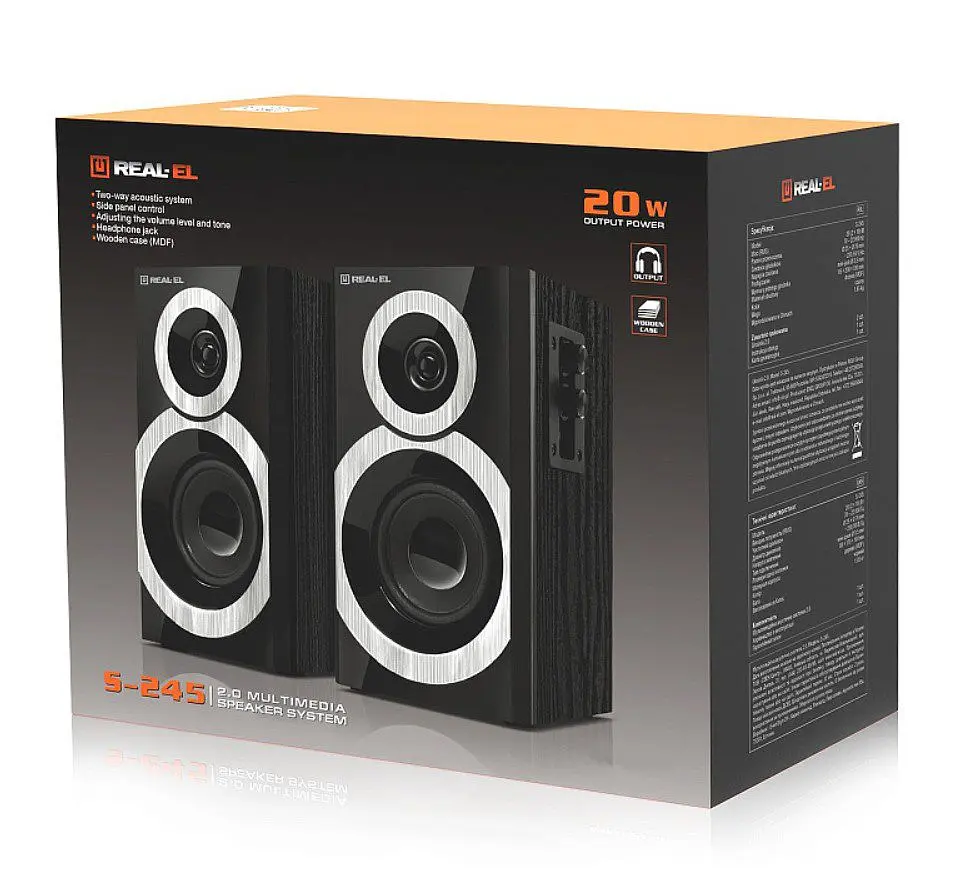 Компьютерные колонки 2.0 REAL-EL RS245 20Вт Black - фото 9