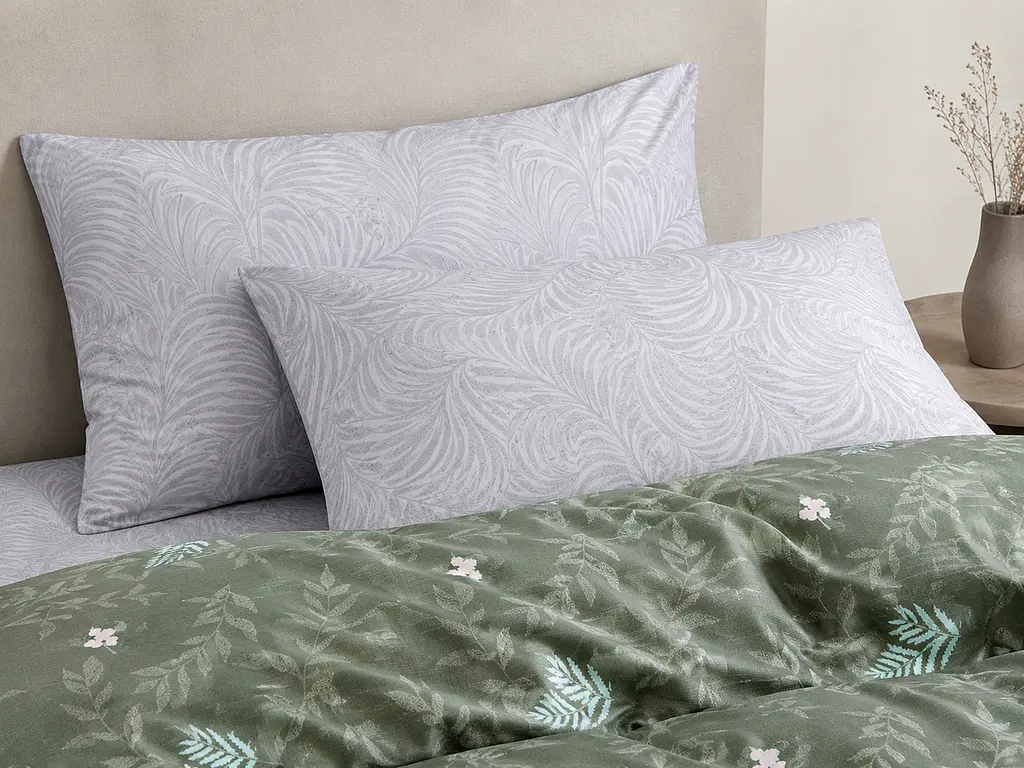 Комплект постільної білизни Ecotton полуторний 150х215 см Гілка зелений (20002АВ) (22249) - фото 3