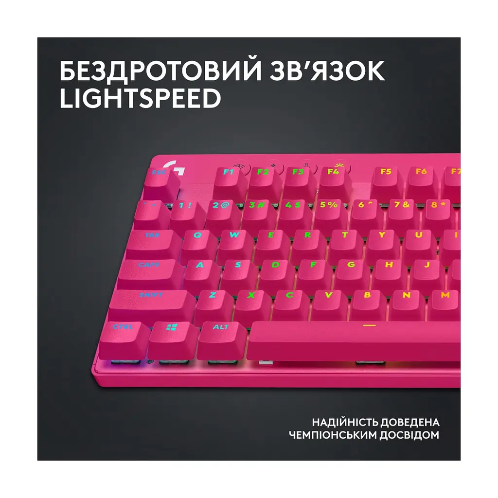 Клавіатура Logitech G PRO X TKL Lightspeed Tactile USB UA Magenta (920-012159) - фото 4