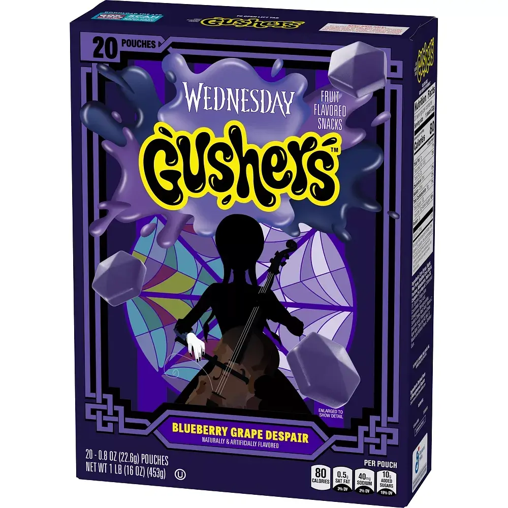 Фруктові жувальні цукерки Gushers Halloween Wednesday со вкусом черники и винограда 20шт 453г - фото 5