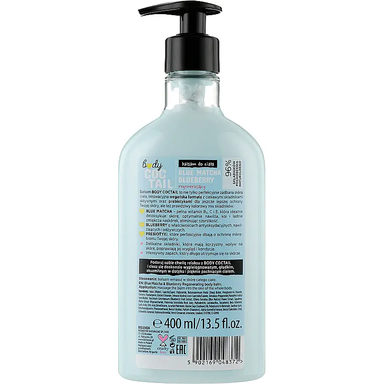 Лосьйон для тіла Bielenda Coctail Body Balm Blue Matcha Blueberry синя матча-чорниця 400 мл - фото 2