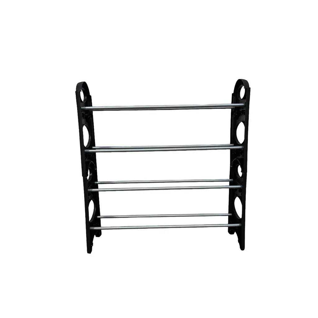 Полиця органайзер для взуття в передпокій Shoe Rack на 4 яруси, комбінація металу з пластиком, чорна (57198011) - фото 5