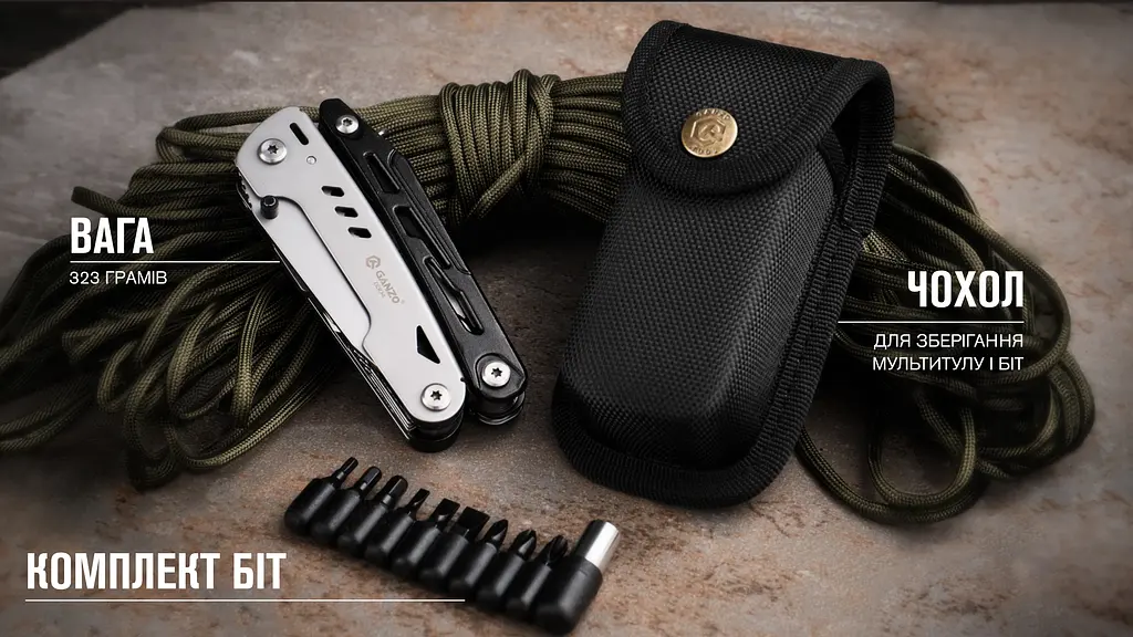 Мультитул Ganzo G304, (16.5 см) 10 функцій + біти та чохол - фото 15