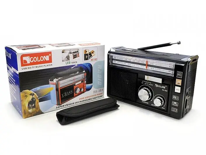 Радіоприймач на акумуляторі Golon RX-382 FM/AM/SW з ліхтарем LED Чорний (1756375728) - фото 7