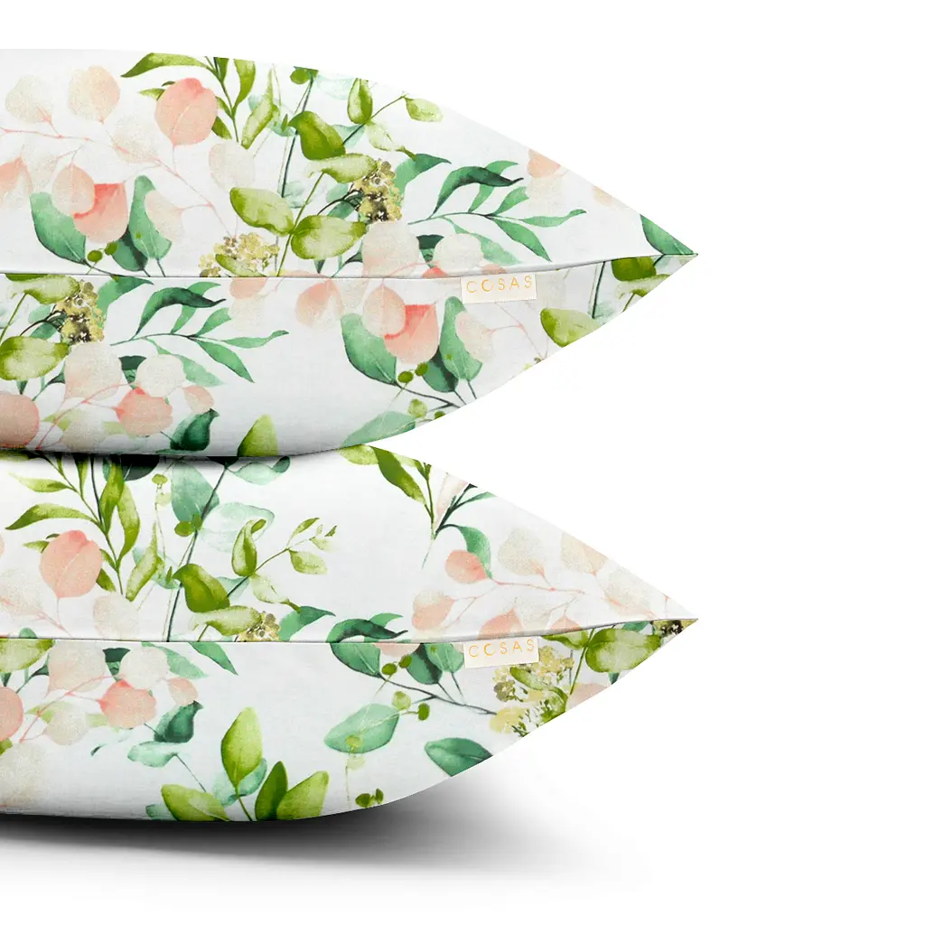 Комплект постільної білизни Cosas полуторний без простирадла FLORAL LEAVES 160 x 220 см (FoliageGreenBudRose_160_2) - фото 2