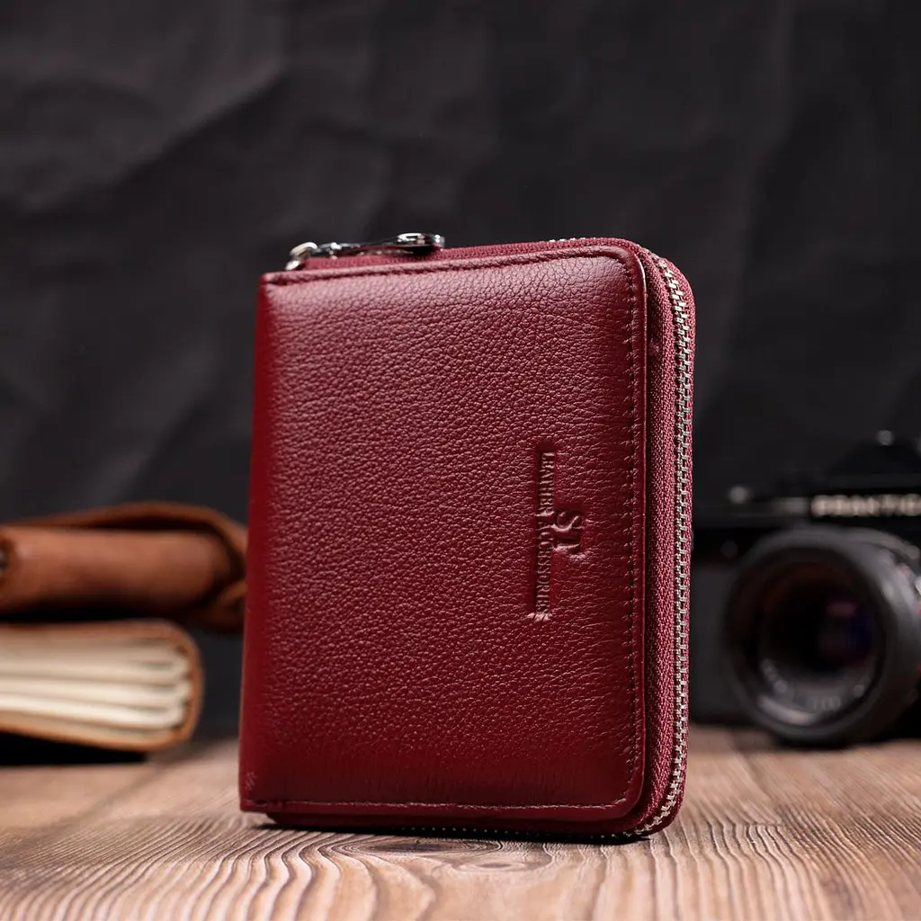 Практичний гаманець для жінок із натуральної шкіри ST Leather 22450 бордовий - фото 9