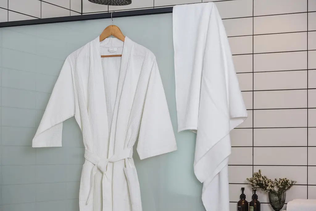 Халат готельний Ecotton XXL вафельний білий з поясом універсальний White 52-54 розмір унісекс (6970) - фото 6