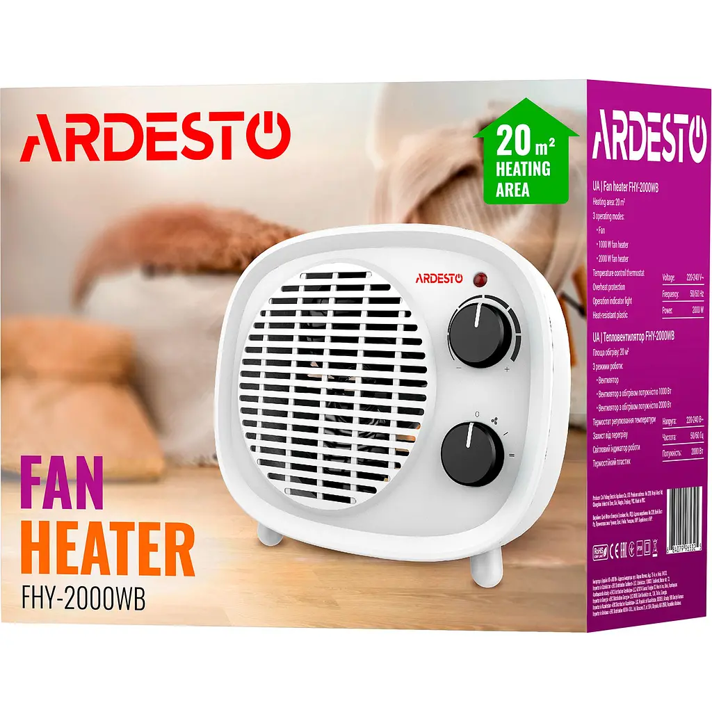 Тепловентилятор Ardesto FHY-2000WB [119186] - фото 6