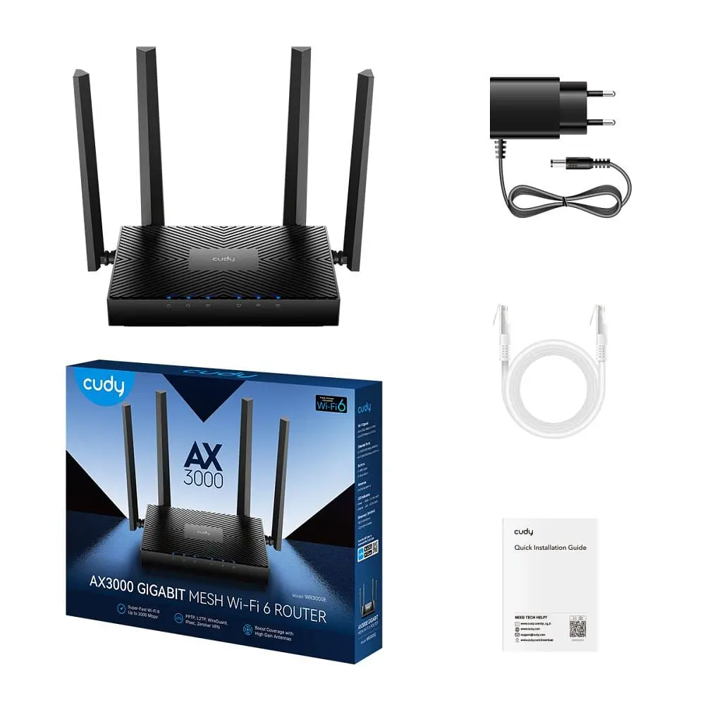 WiFi 6 Mesh-маршрутизатор Cudy WR3000E V2 дводіапазонний гігабітний AX3000 (73-00677) - фото 3