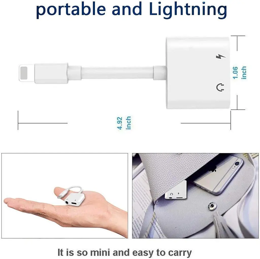 Адаптер Lightning 2в1 для iPhone з AUX 3.5 мм та портом зарядки - фото 3