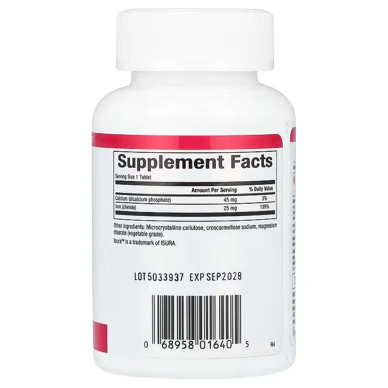 Железо Iron Chelate 25 mg 90 Tablets Natural Factors vit0005978 - фото 2