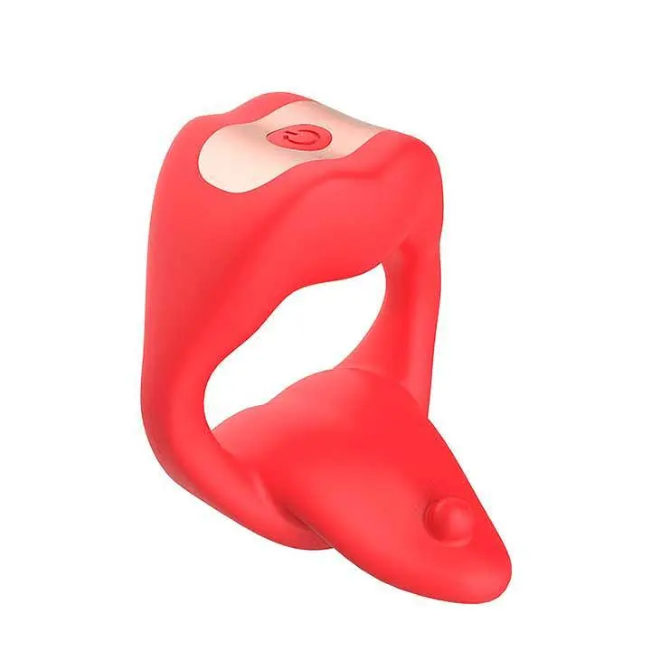 Ерекційне віброкільце Love Spouse Tongue з Bluetooth та додатком силіконове 10 режимів Червоне - фото 7