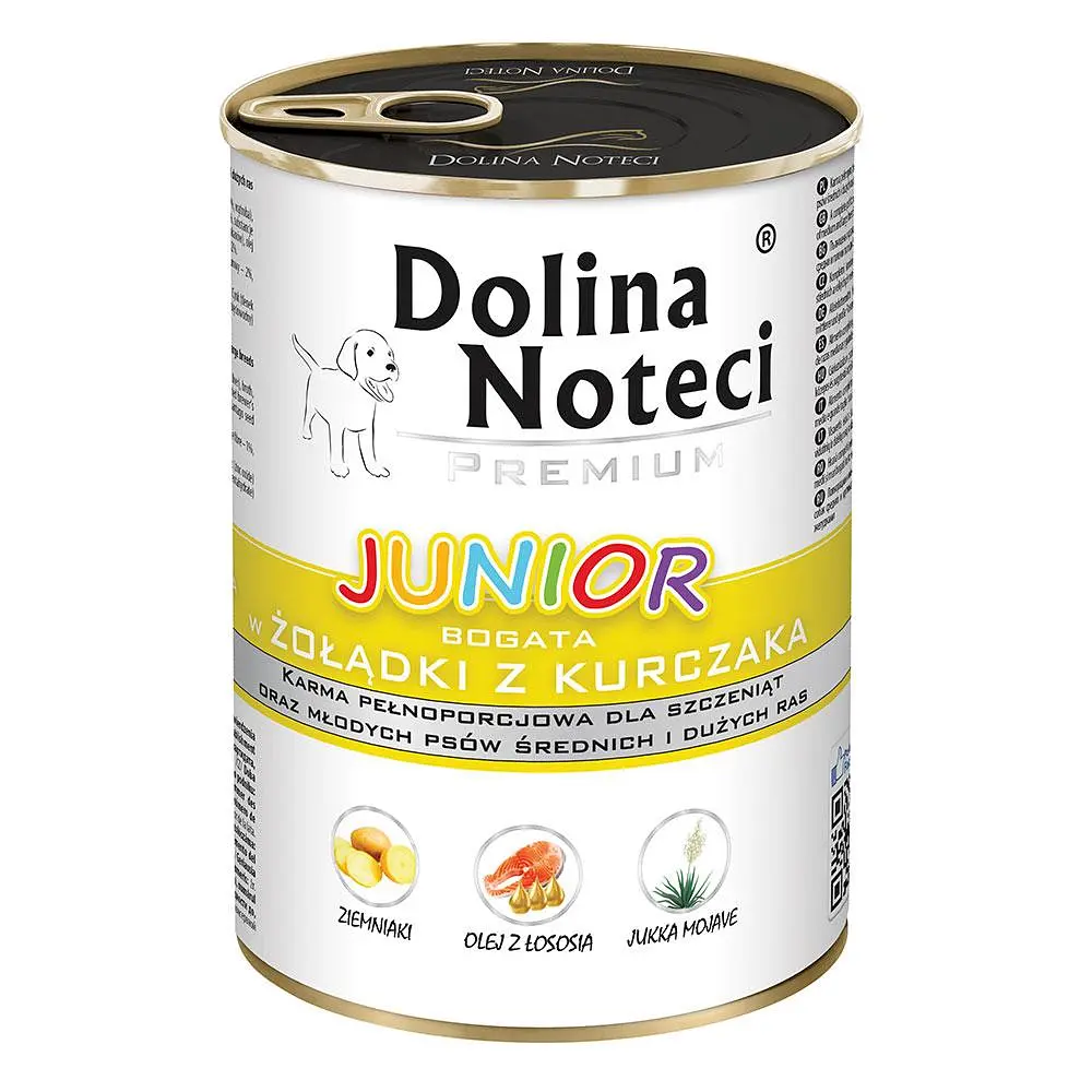 Вологий корм для цуценят Dolina Noteci Premium з курячими шлунками банка 400 г