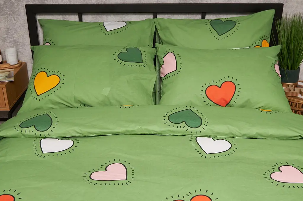 Комплект постільної білизни Moon&Star Бязь Gold Люкс Rainbow Hearts King Size 220x240 наволочки 2х40х60 - фото 2