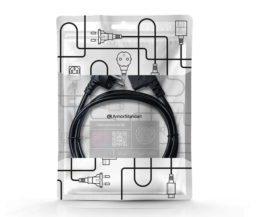 Кабель живлення ArmorStandart CEE 7/7 - С13 кутовий 1.8м black (ARM73124) - фото 3
