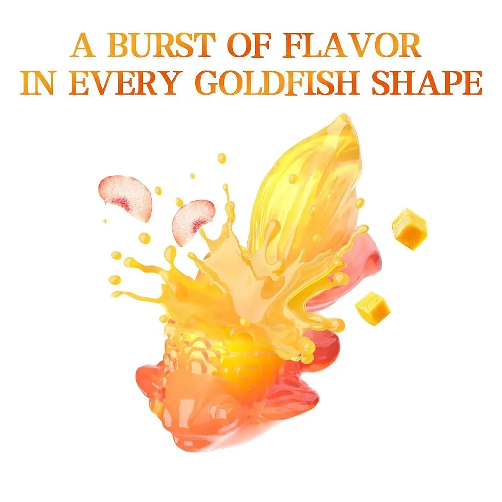 Жувальні цукерки Amos 4D Fruit Gummies Lucky Fish Peach Mango Flavour 112г - фото 2