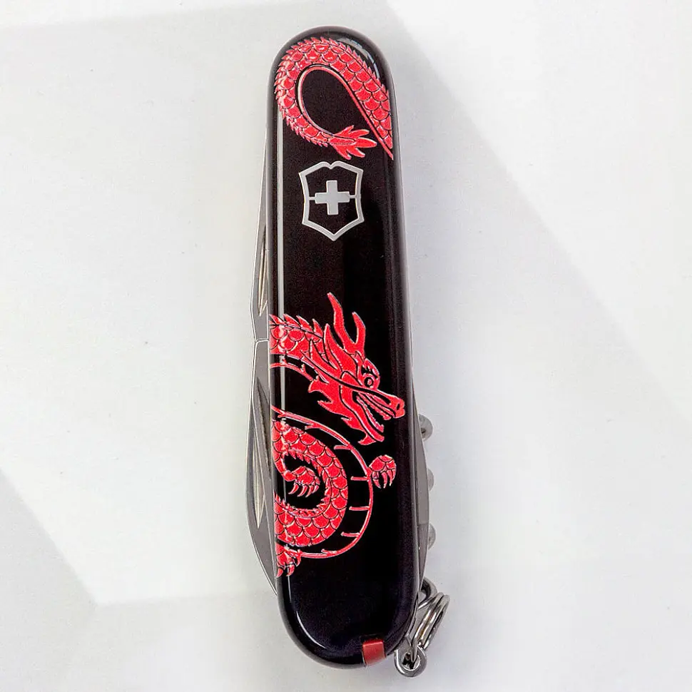 Ніж Victorinox Spartan Zodiac 91мм 12функ чорн/Червоний дракон - фото 6