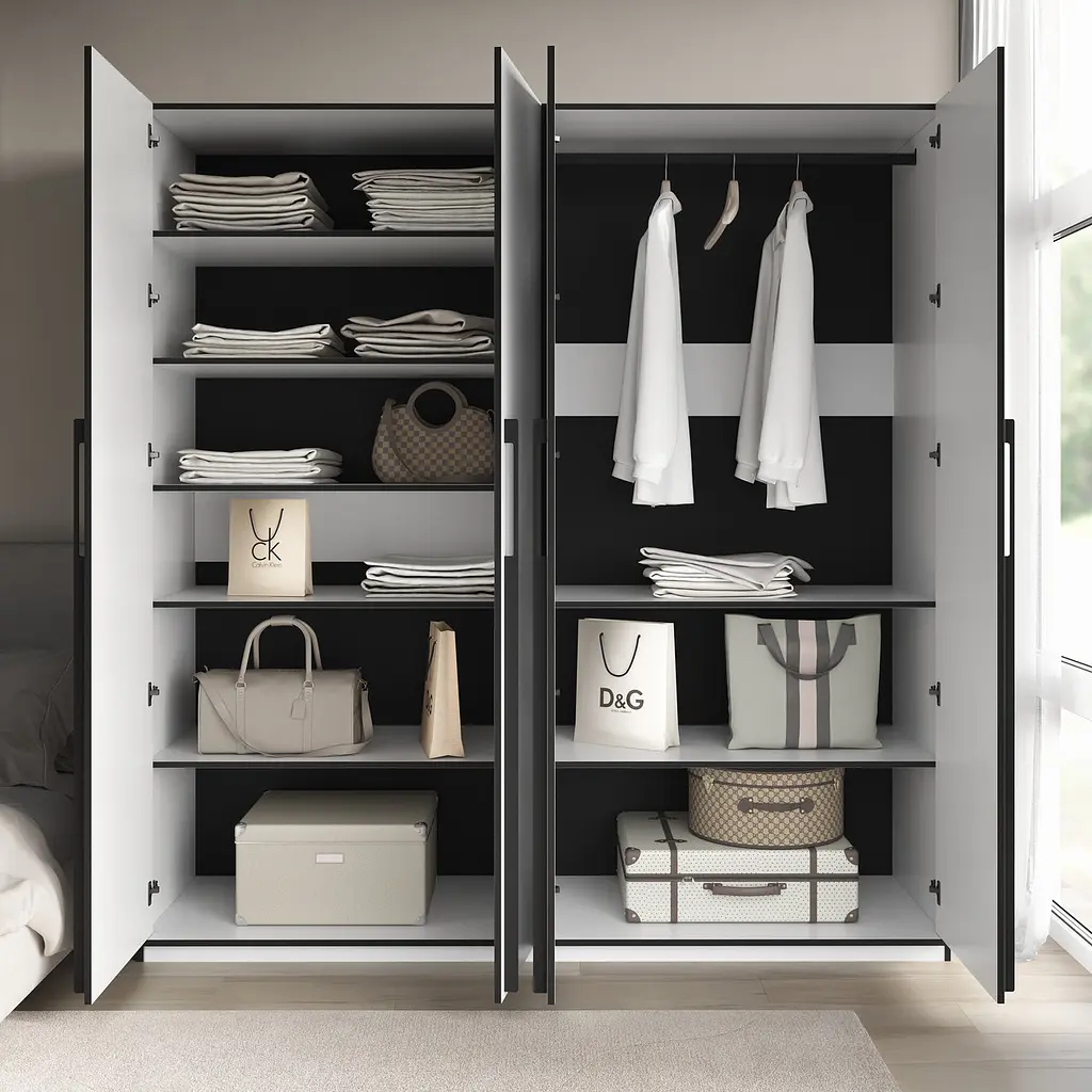 Шафа для одягу Flamecame у спальню зі штангою та поличками на 4 двері FR-20 Тефра - фото 2