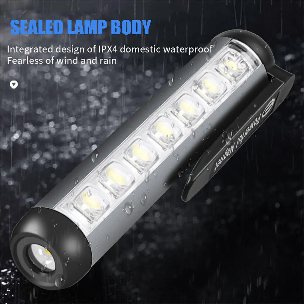 Ручний акумуляторний ліхтар з боковою LED панеллю та магнітом 4 режими свічення UKC ZJ-1159 сріблястий - фото 7