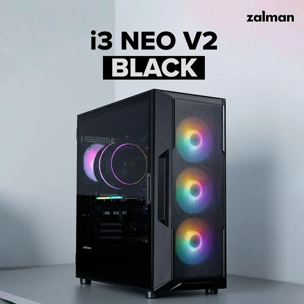 Корпус Zalman I3 Neo V2 из закаленного стекла без блока питания, черный (I3NEOV2BLACK) - фото 2