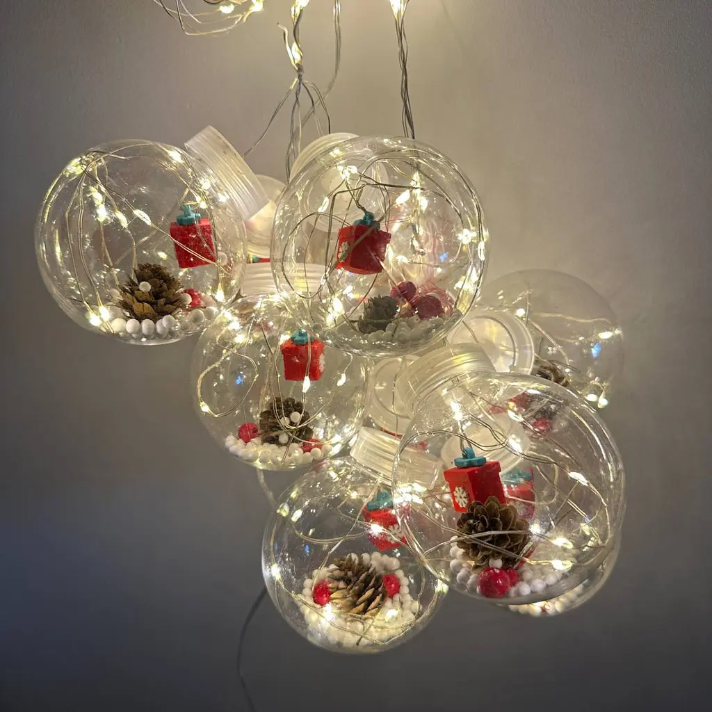Гирлянда светодиодная от сети Штора Шары снежные Y-20-77WW 19708 3х0.5 м 10 LED теплый желтый - фото 4