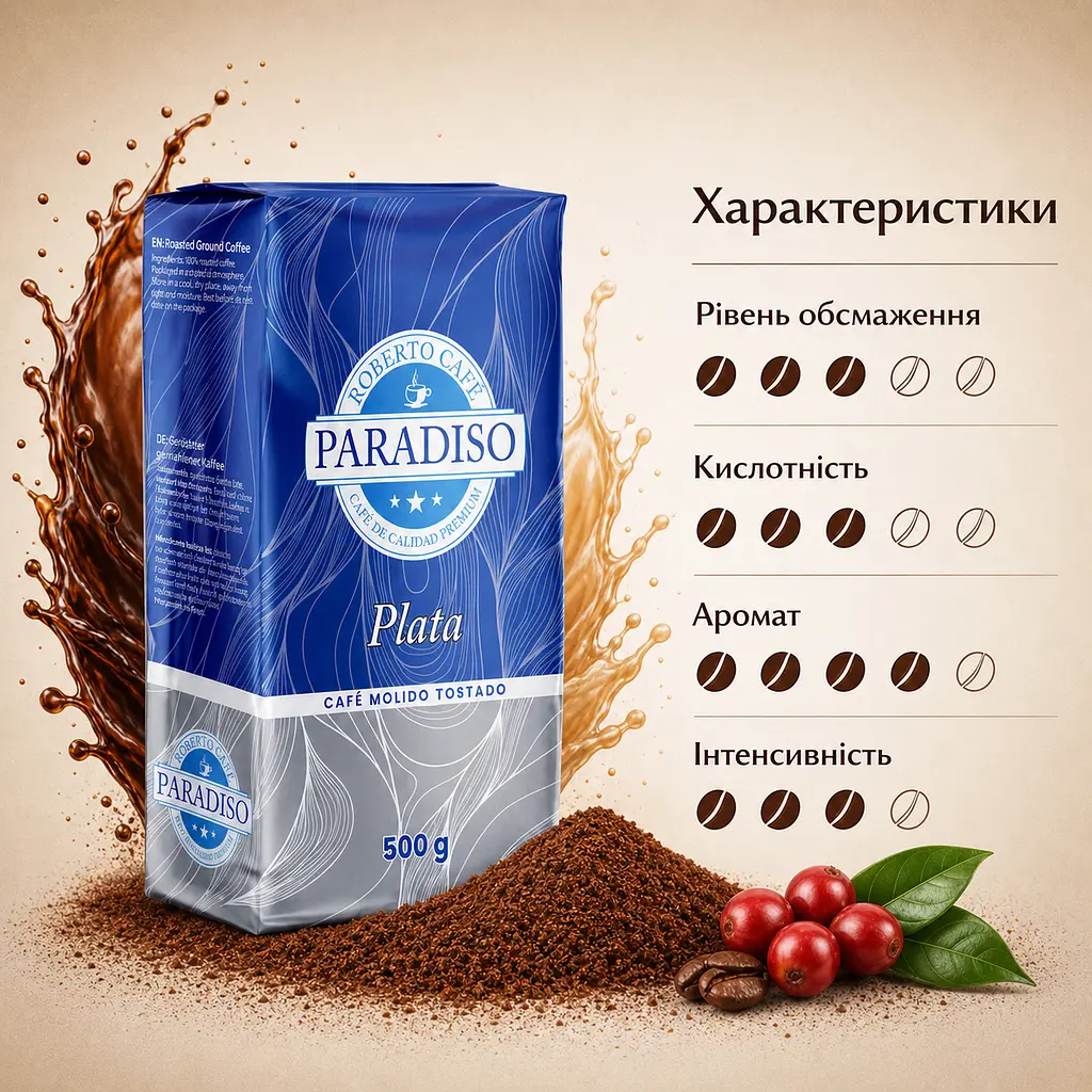 Кава мелена Paradiso Plata 500 г натуральна середнього обсмаження - фото 3