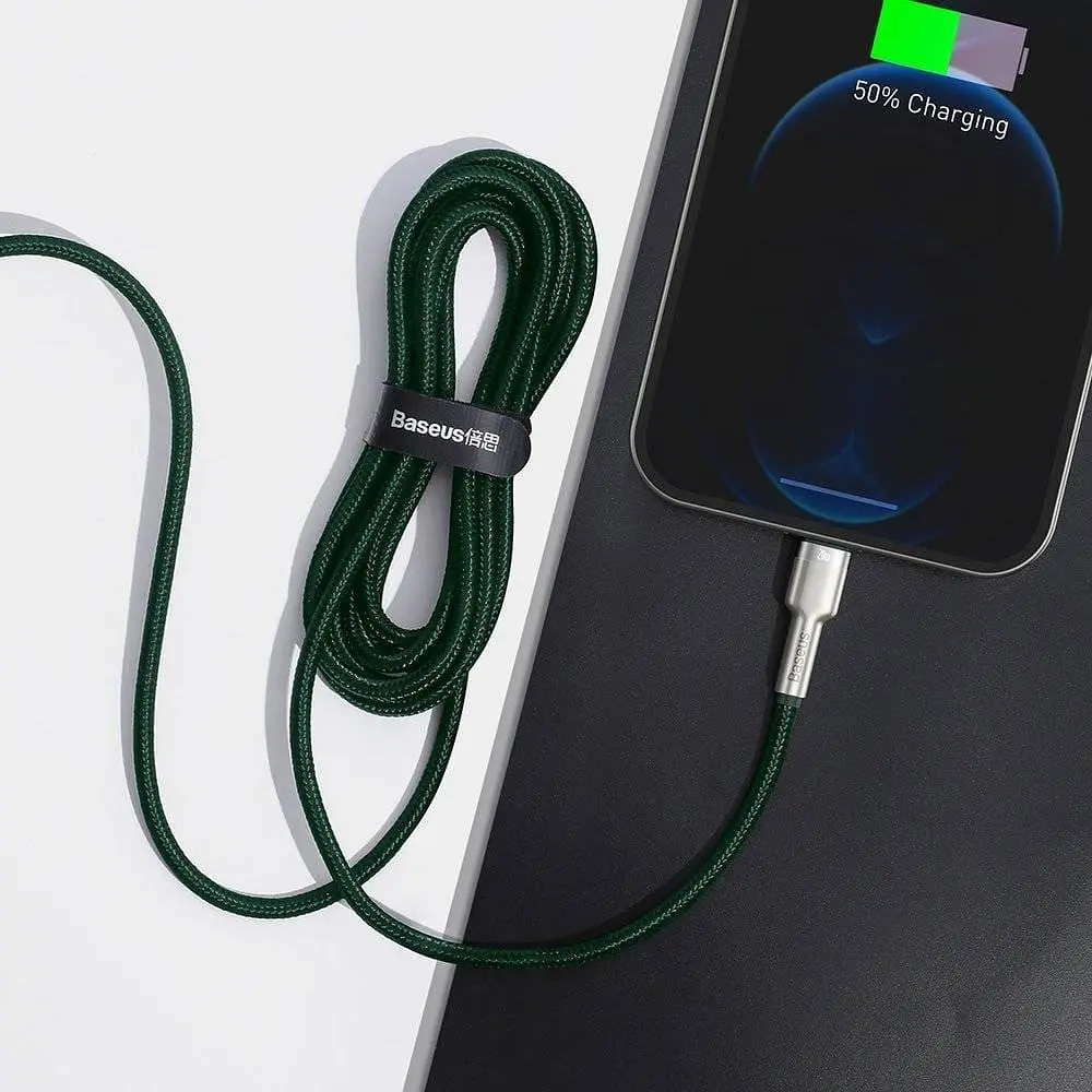 Кабель Baseus Cafule Metal Type-C to Lightning PD 20W (2m) green (CATLJK-B06) - фото 5